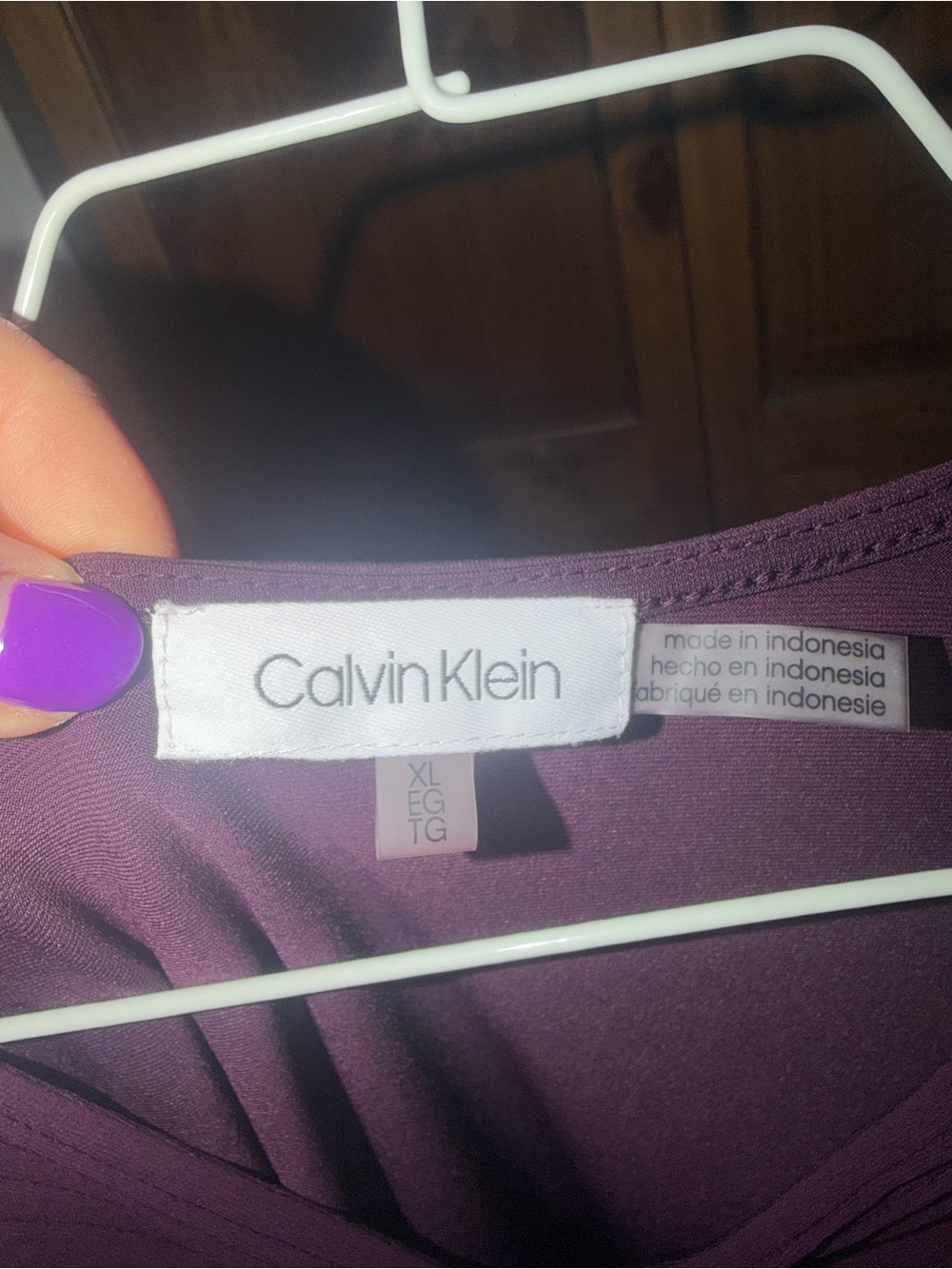 Calvin Klein Deep Plum V-Neck Sleeveless Top - Picture 3 of 3